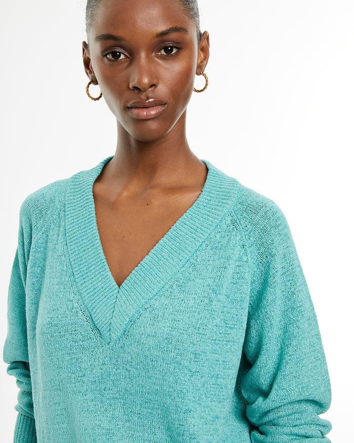 System Action Jersey Escote Pico Con Aberturas Laterales Y Acabados Rib