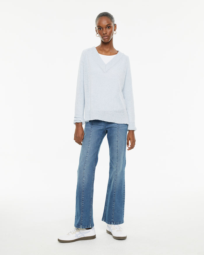 System Action Jersey Escote Pico Con Aberturas Laterales Y Acabados Rib