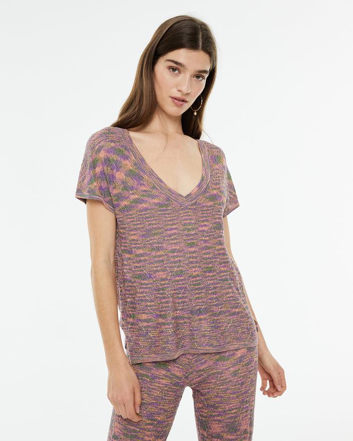 system action Jersey hilo lúrex escote pico y manga corta