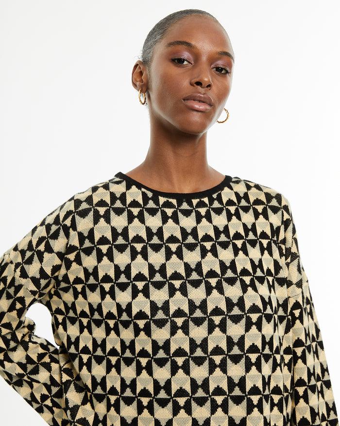 System Action Jersey Jaquard De Cuello Redondo Y Estampado Geométrico