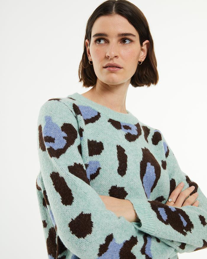 System Action Jersey Recto Jacquard Animal Print Acabados Rib