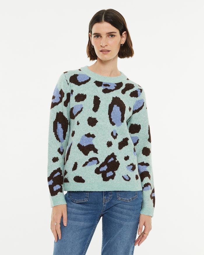 system action Jersey recto jacquard animal print acabados rib