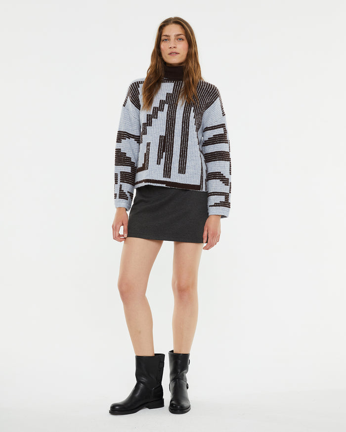 System Action Jersey Reversible Jacquard Geométrico Cuello Alto