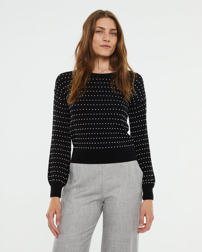 system action Jersey topos cuello redondo acabados rib