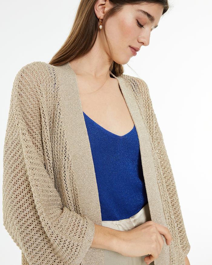 System Action Kimono Largo De Punto Calado De Lúrex