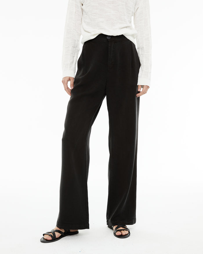 System Action Pantalón Ancho Cupro Con Goma En Cintura