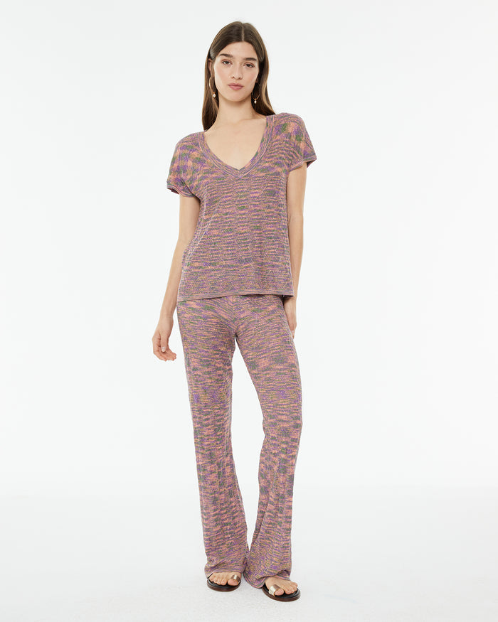 system action Pantalón de punto con lúrex entallado