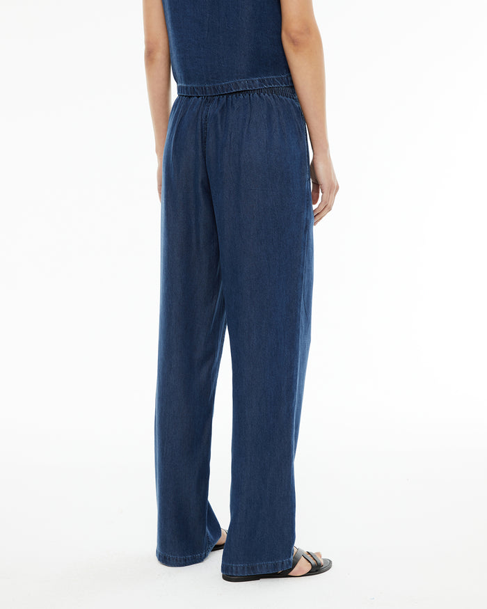 System Action Pantalón De Tencel Efecto Denim Con Goma En Cinturilla