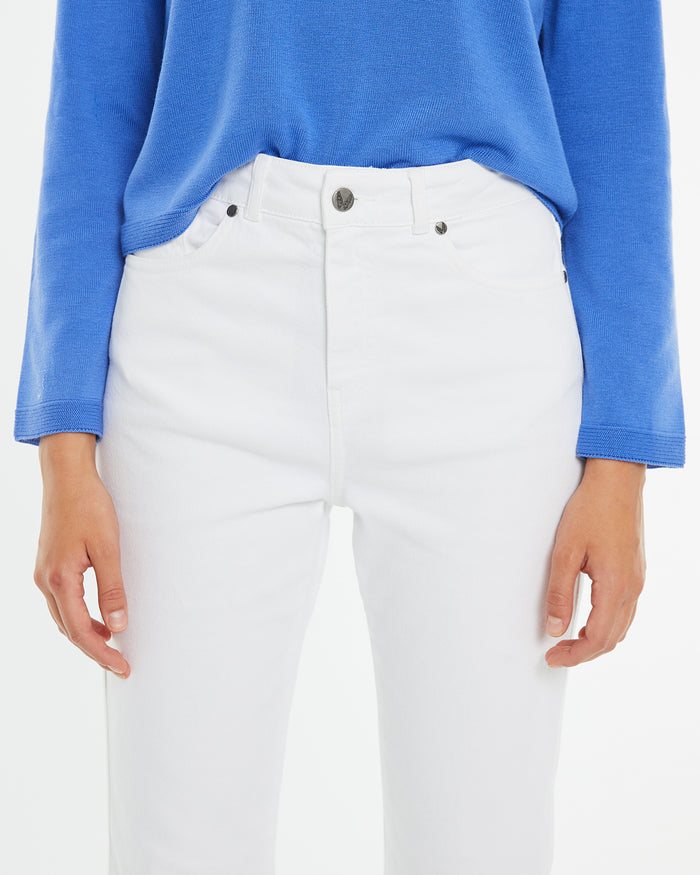 System Action Pantalón Denim Fit Flare Blanco De Tiro Medio