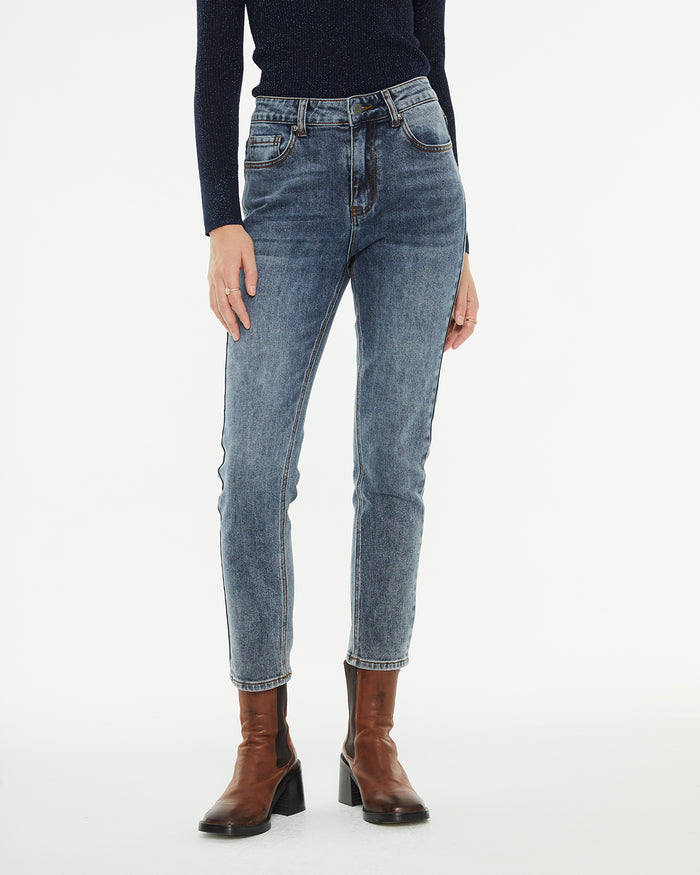 System Action Pantalón Denim Slim Fit Tiro Medio Efecto Lavado