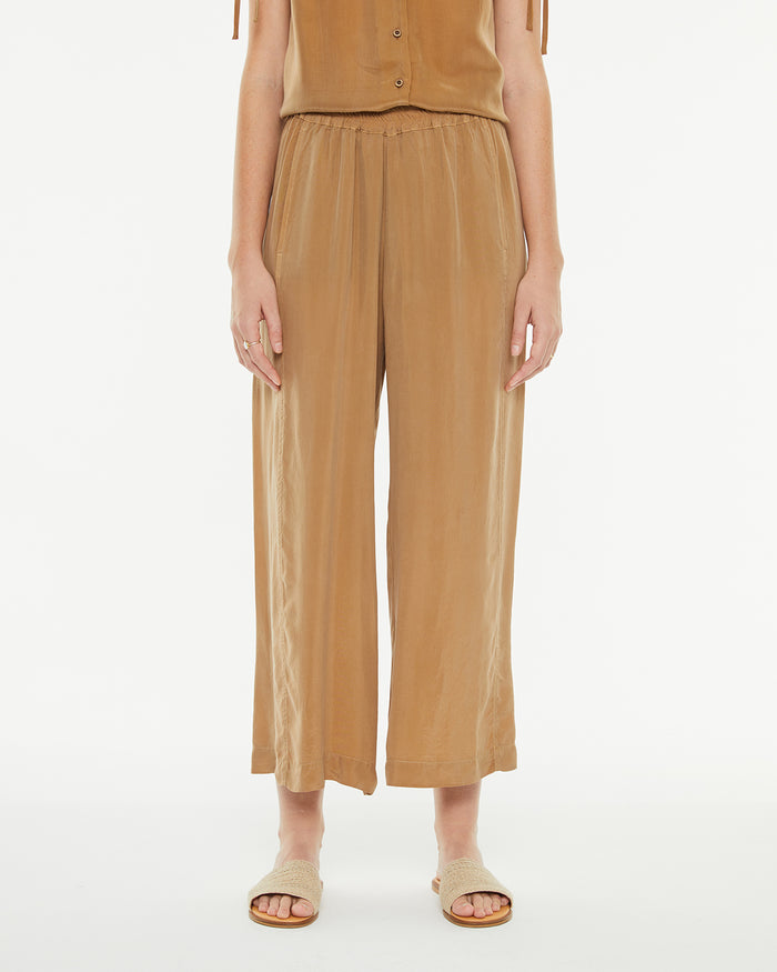 System Action Pantalón Largo Cupro Evasé Y Goma Fantasía