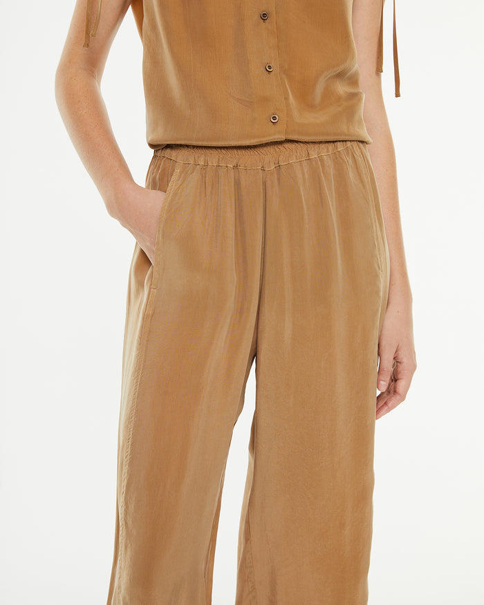 System Action Pantalón Largo Cupro Evasé Y Goma Fantasía