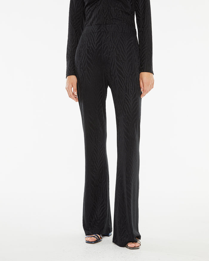 System Action Pantalón Largo Entallado Y Acampanado Jacquard