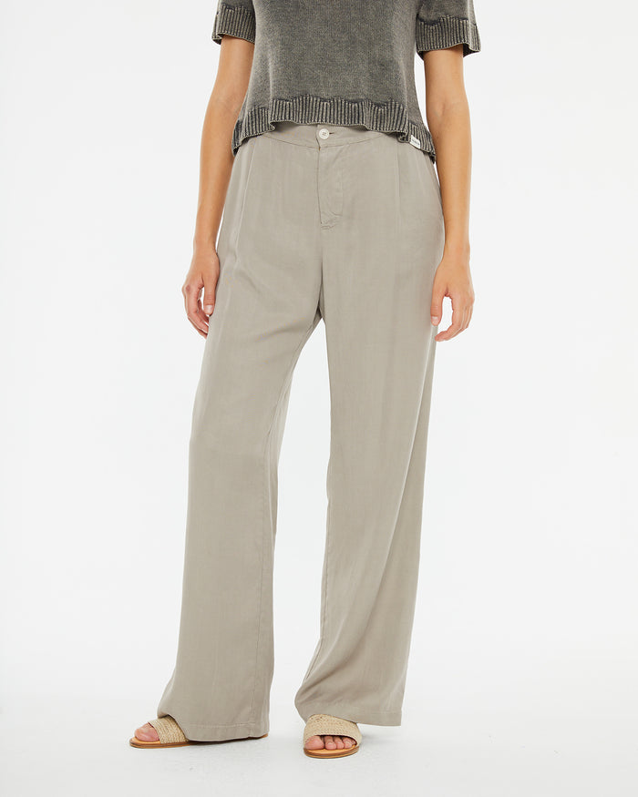 System Action Pantalón Largo Recto De Tencel Con Goma En Cinturilla