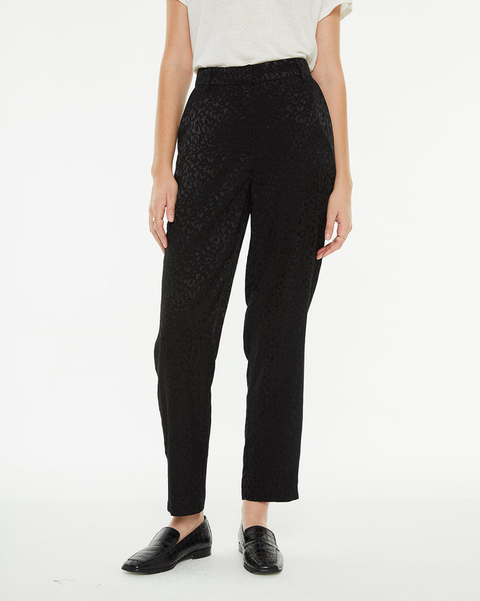 System Action Pantalón Recto Jacquard Tejido Satinado Animal Print