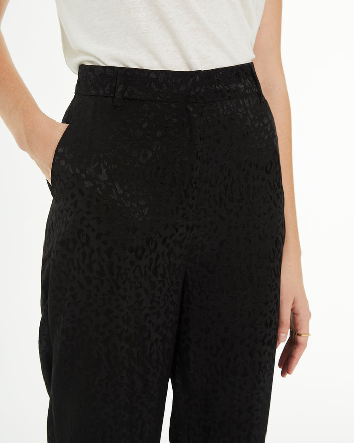 System Action Pantalón Recto Jacquard Tejido Satinado Animal Print