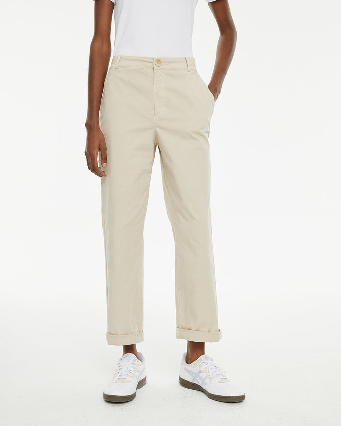 System Action Pantalón Recto Tiro Medio Con Pinzas Delanteras