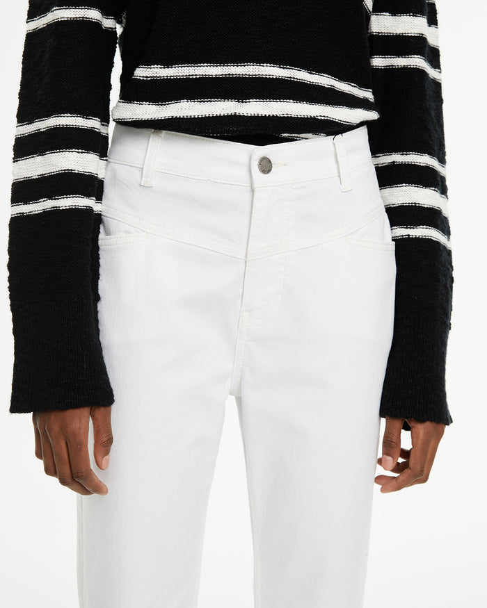 System Action Pantalón Vaquero Blanco Regular Fit Tiro Medio