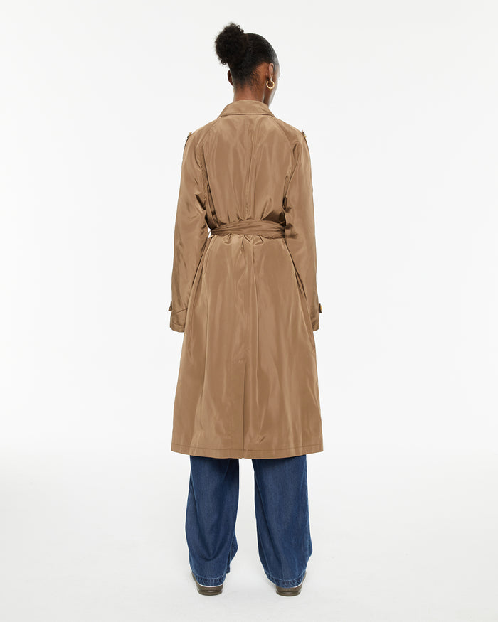 System Action Parka Midi Recta Trench Larga Con Cinturón