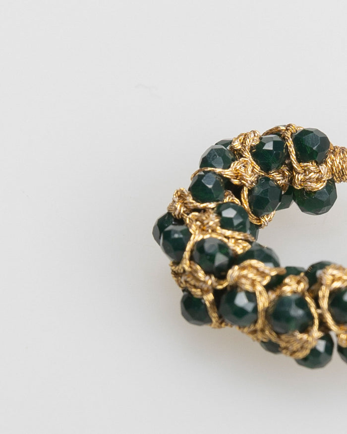 System Action Pendientes Aro Color Oro Pedrería Negra