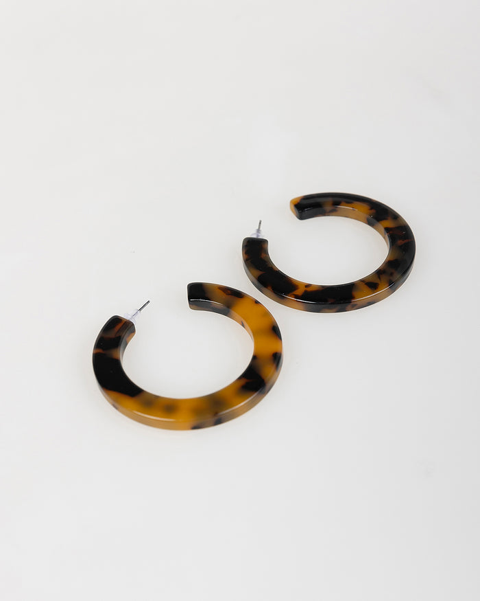 System Action Pendientes De Aro Bicolor Marrón Y Negro