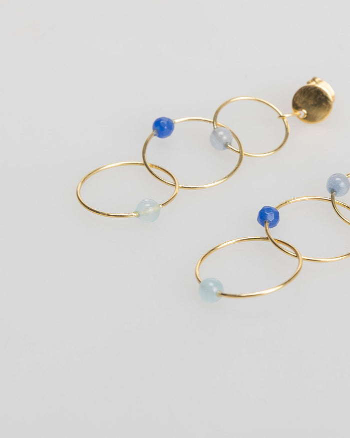 System Action Pendientes Tres Aros Oro Con Detalle Pedrería