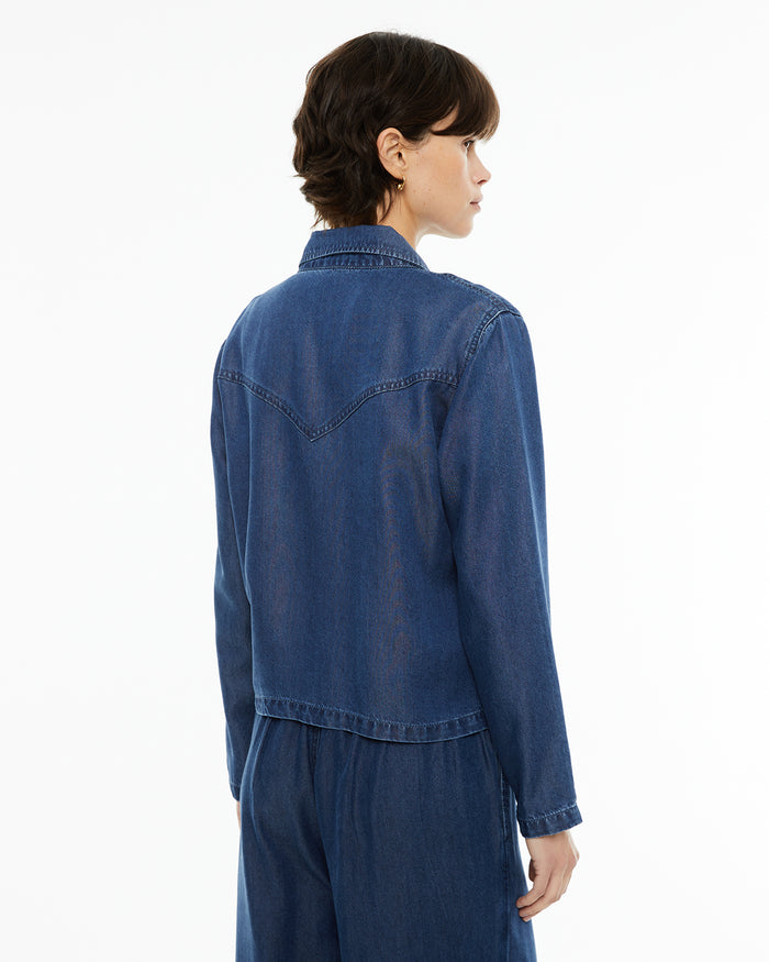 System Action Camisa De Tencel Efecto Denim