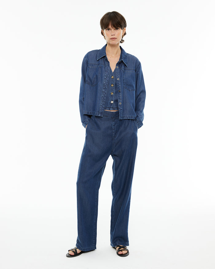 System Action Camisa De Tencel Efecto Denim