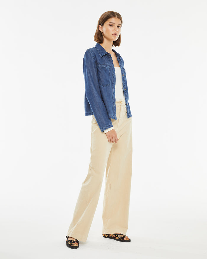 System Action Camisa Efecto Denim Desgastado