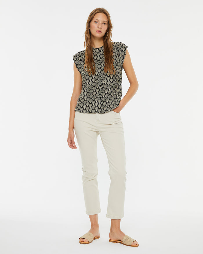 System Action Camisa Estampada Con Hombro Caído