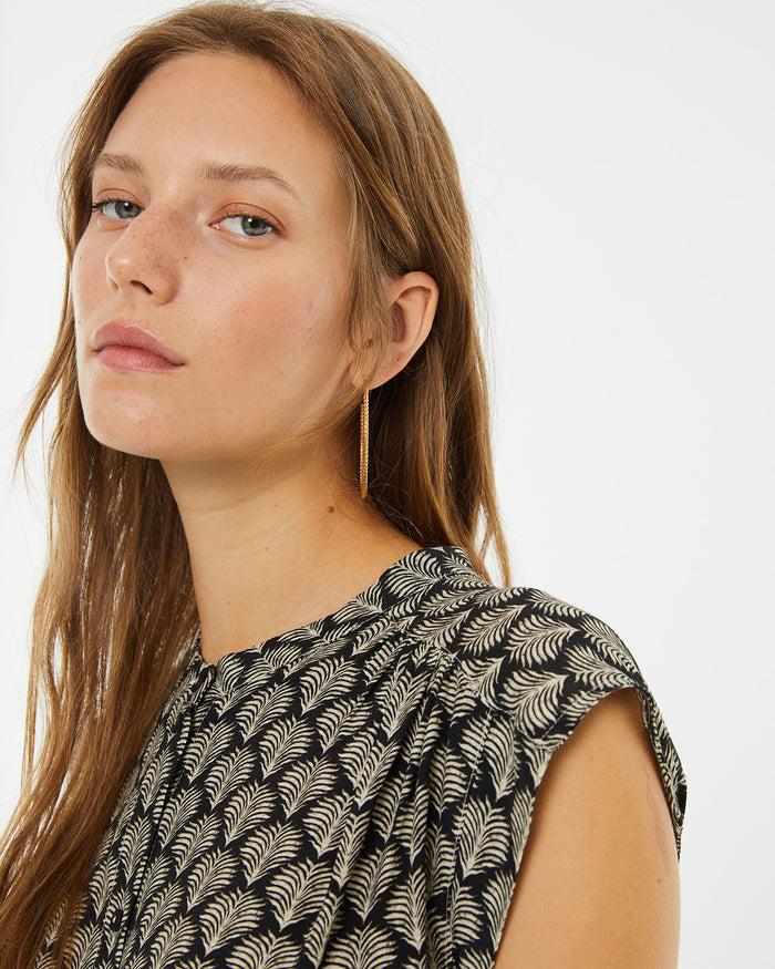 System Action Camisa Estampada Con Hombro Caído