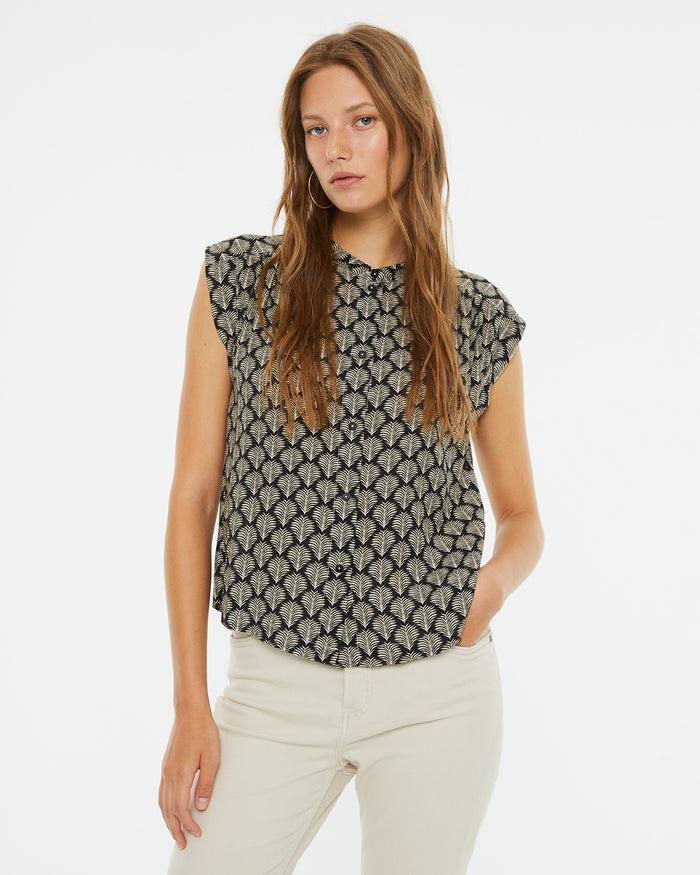 system action Camisa estampada con hombro caído