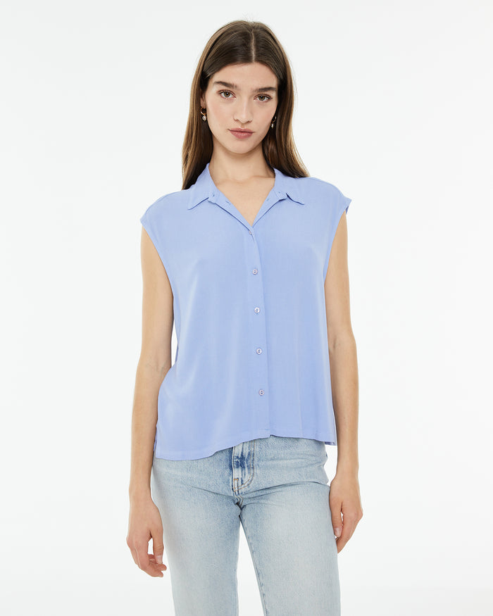 system action Camisa fluida oversize sin mangas