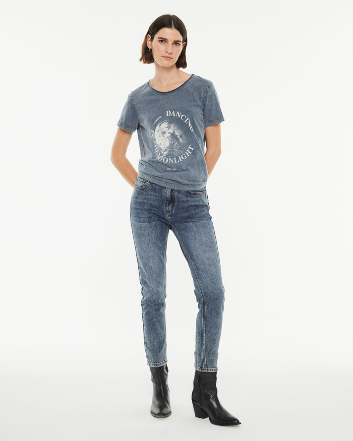 System Action Camiseta Manga Corta Estampado Luna