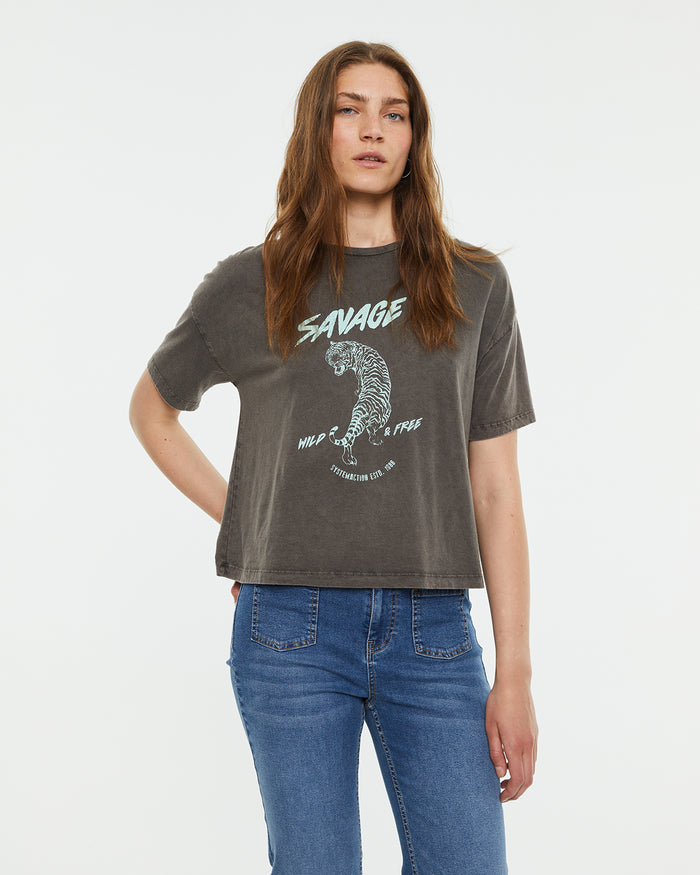 system action Camiseta manga corta estampado tigre