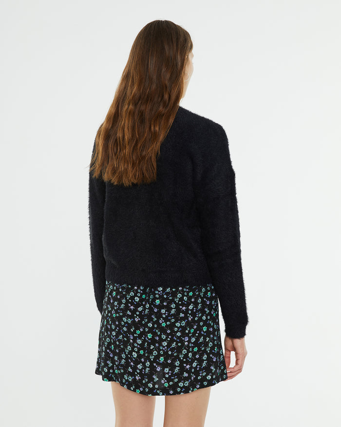 System Action Cárdigan Efecto Peludo Cuello Pico