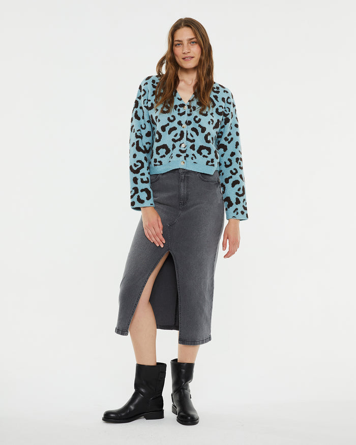 System Action Cárdigan Recto Jacquard Animal Print