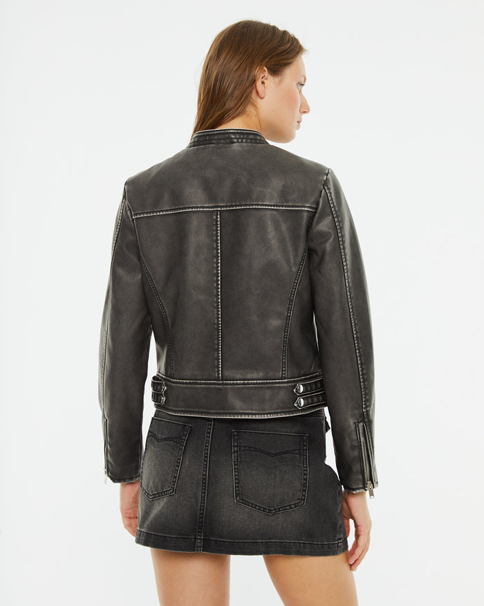 System Action Cazadora Efecto Piel Con Cremallera