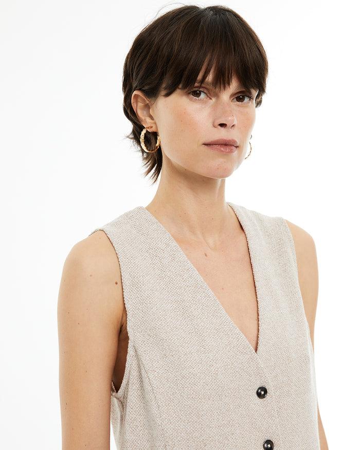 System Action Chaleco Tipo Sastre Con Costadillos