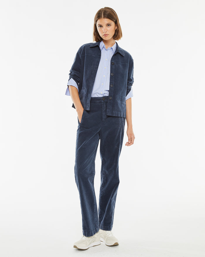 system action Chaqueta pana denim efecto lavado