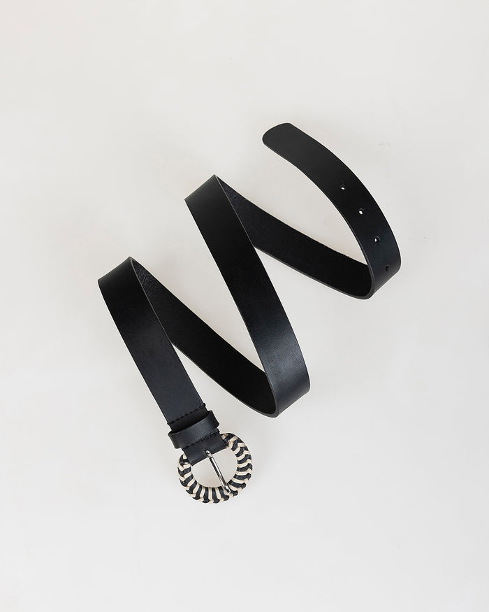 System Action Cinturón Negro Con Hebilla Bicolor