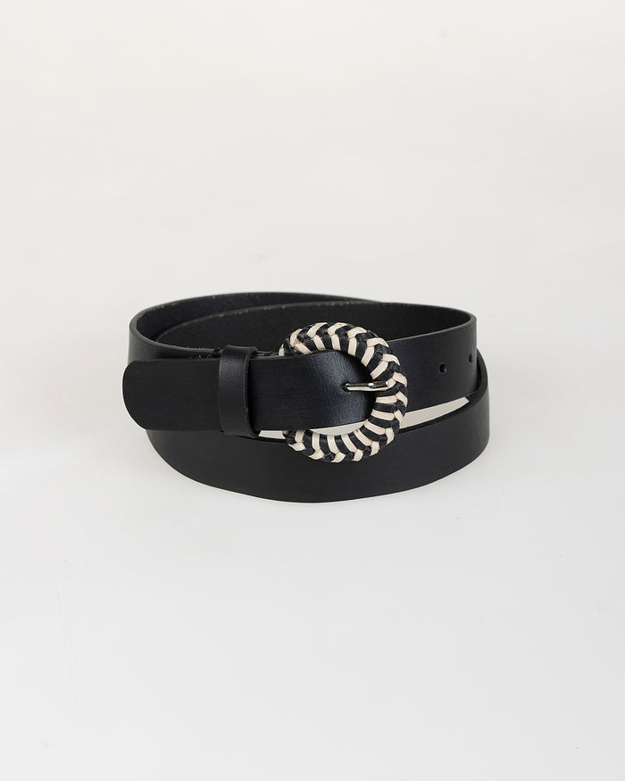 system action Cinturón negro con hebilla bicolor