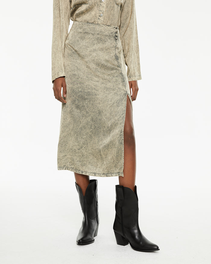 System Action Falda Midi Evasé Detalle Botones