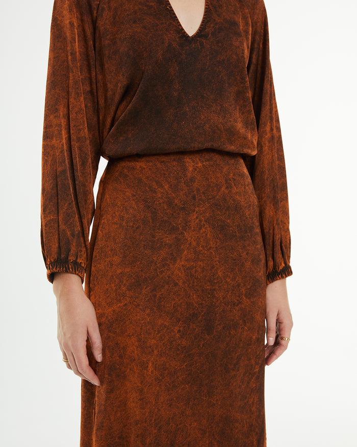 System Action Falda Midi Satinada Evasé