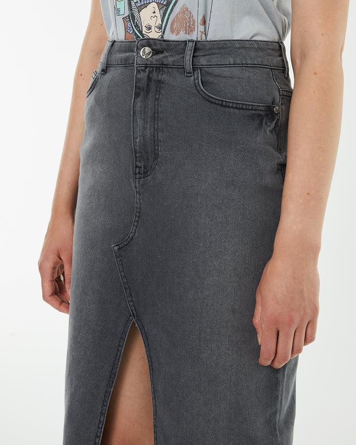 System Action Falda Midi Tejana Color Gris Oscuro