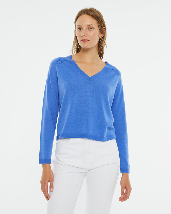 system action Jersey básico con lana cuello pico