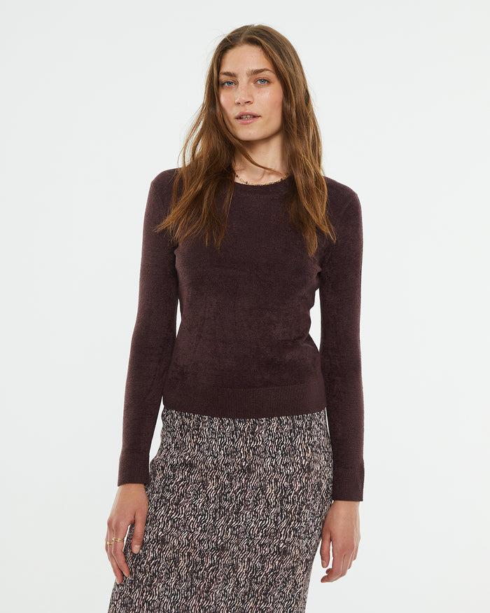 system action Jersey básico velour cuello redondo