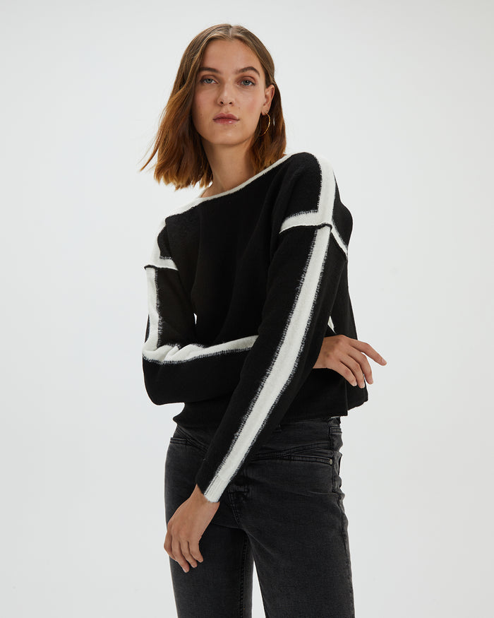 system action Jersey cuello barca con contraste