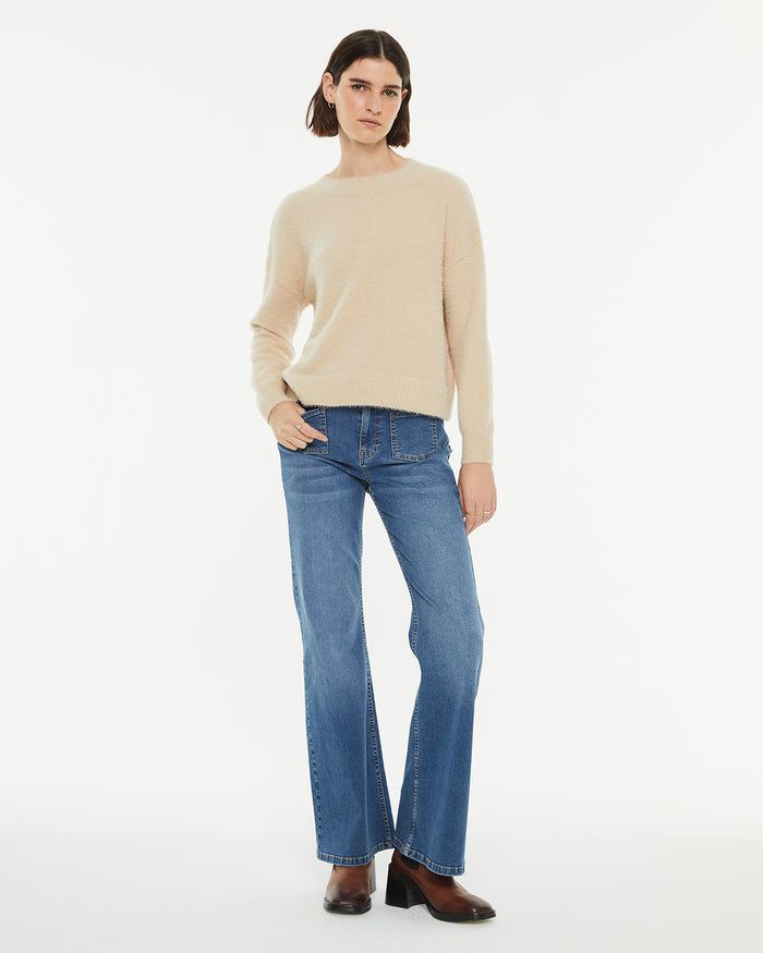 System Action Jersey Efecto Peludo Cuello Redondo