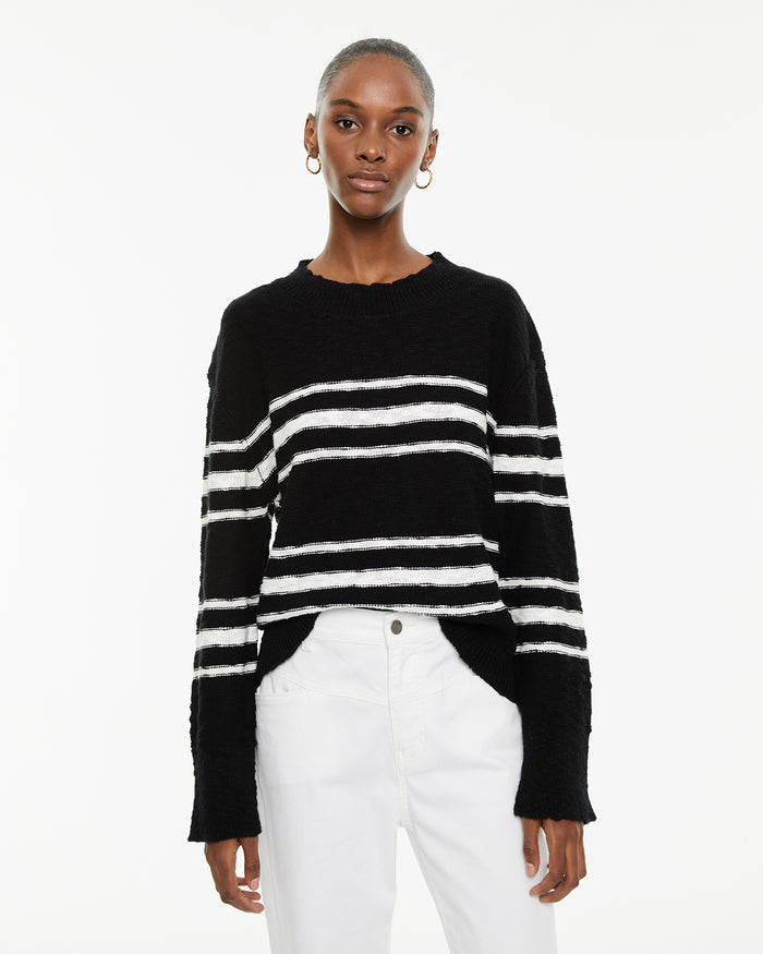 system action Jersey rayas bicolor acabados rib